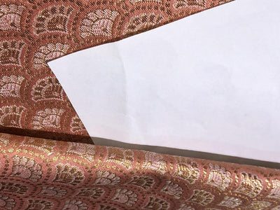 Silk Brocade fabric MOTIF with subtle gold jacquard available in 3 colors dark peach ,pastel peach and ivory BRO992[4/5/6]