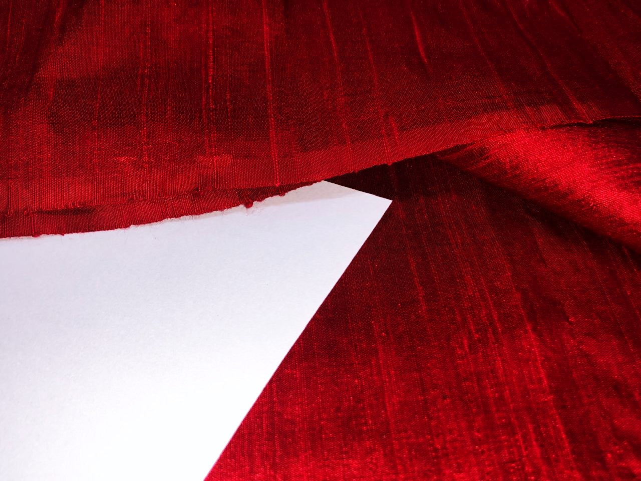 100% PURE SILK DUPION FABRIC RUBY RED colour 54" wide WITH SLUBS MM32[5]