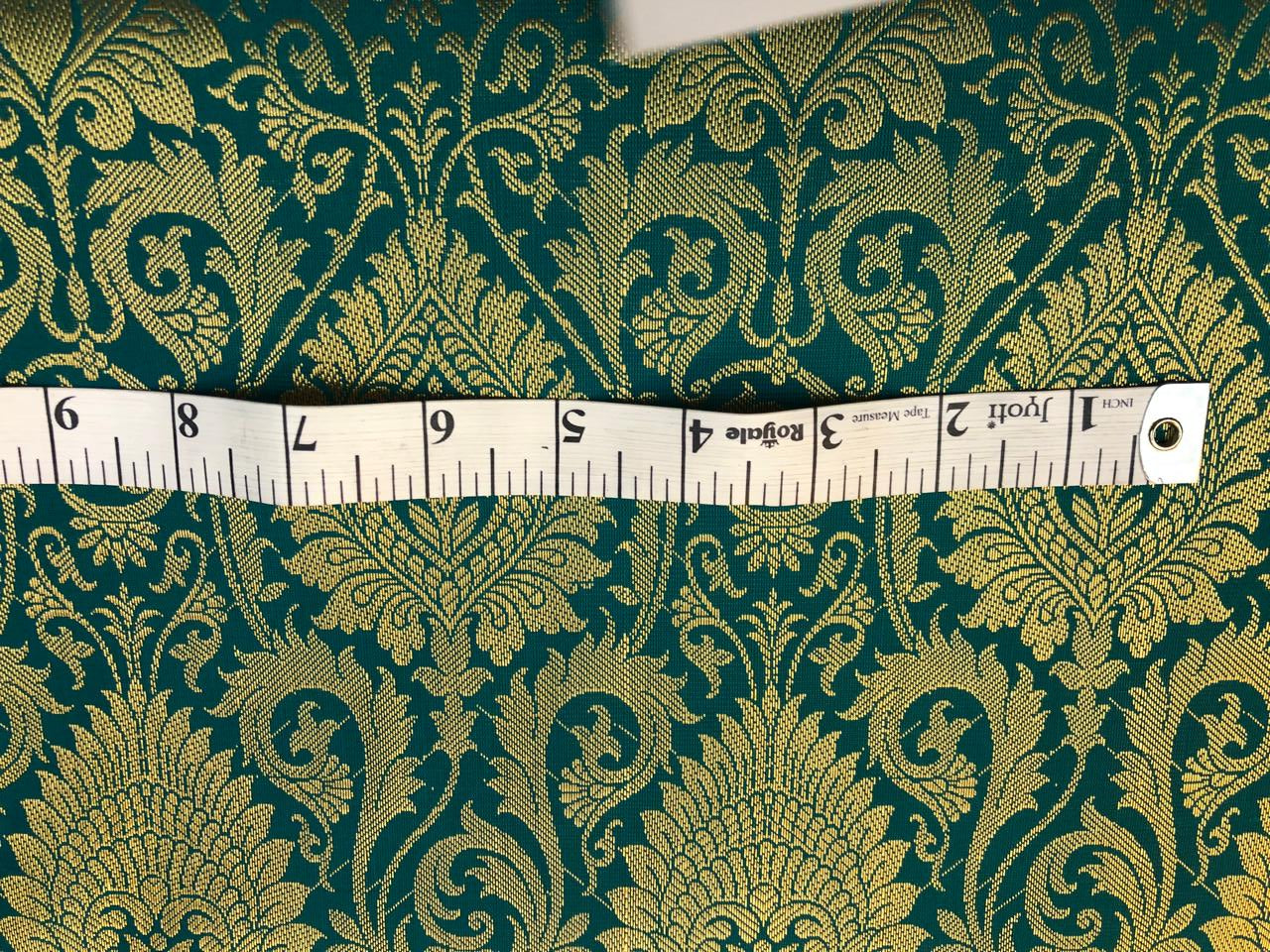 Silk Brocade fabric teal with gold metallic  jacquard 44" wide [BRO1097[2]