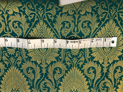 Silk Brocade fabric teal with gold metallic  jacquard 44" wide [BRO1097[2]