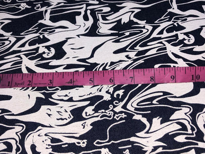 100% Cotton Denim Fabric 58" wide available in 2 different abstract designs black / cream and black / grey [15599/600]