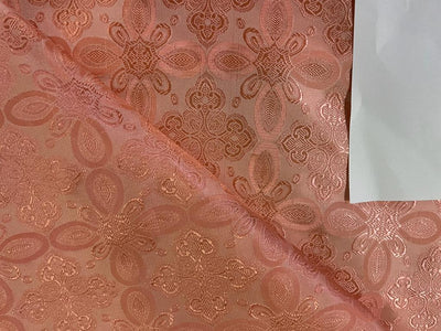 Pure SILK BROCADE vestment FABRIC Peach color 44" wide BRO272[5]