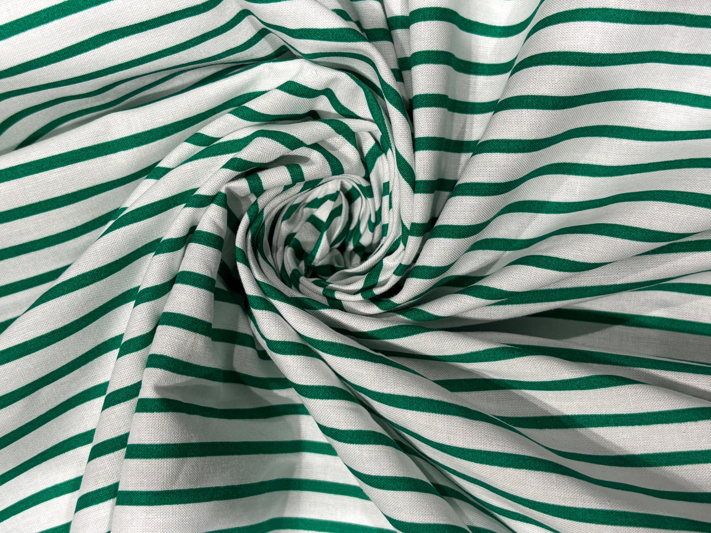 100% Cotton Poplin 58" wide green and white  stripes  [17795]