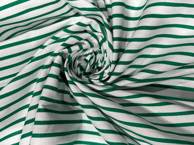 100% Cotton Poplin 58" wide green and white  stripes  [17795]