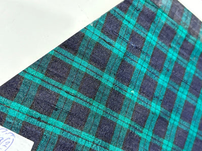 100% silk dupion  Plaids fabric with slubs  teal and ink blue plaids 54" wide DUPNEWC28[2]
