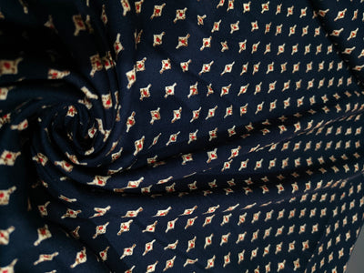 Premium Viscose Rayon fabric with foil print tiny motifs available in 2 colors navy and burgandy