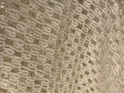 Cotton x jute fancy LACE overlay fabric intricate woven pattern with silver lurex [18635]