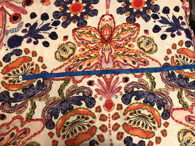 100% Pure Silk 100 grams satin printed 44"wide fabric big multi coloured [18555]