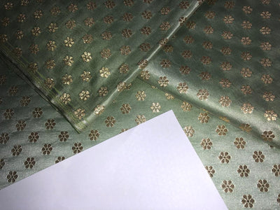 Brocade Fabric with metallic gold small flower motif Jacquard 44" WIDE BRO982 available in 4 colors peach,sea foam,pistachio and silver grey