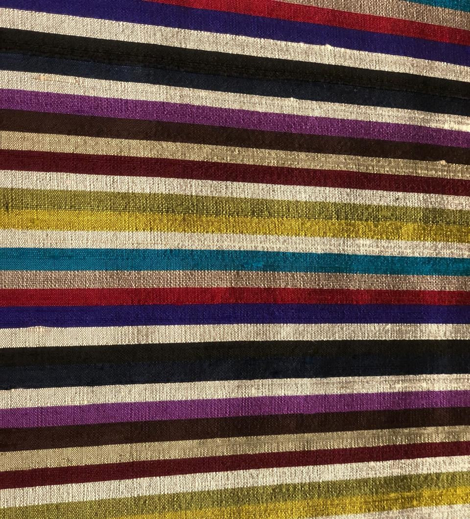100% Pure Silk dupion  multi color stripe 52" wide DUPS73[1]