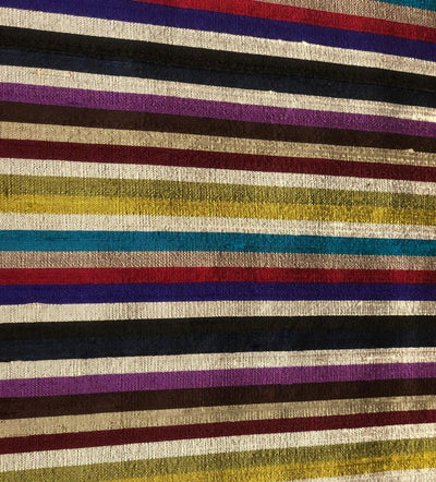 100% Pure Silk dupion  multi color stripe 52" wide DUPS73[1]