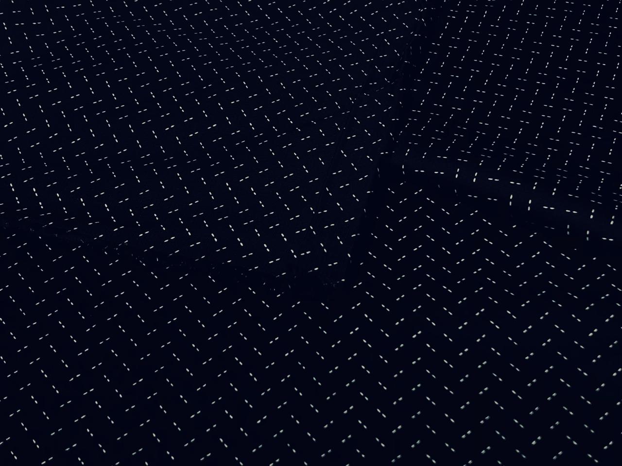 100% Cotton Poplin 48" wide dark navy with white zig zag print   [17292]