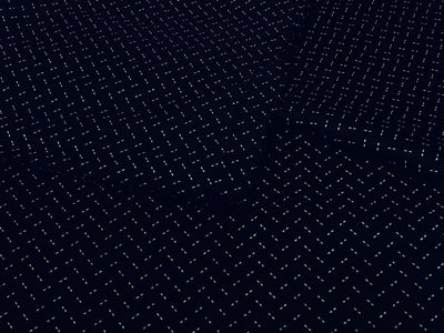 100% Cotton Poplin 48" wide dark navy with white zig zag print   [17292]