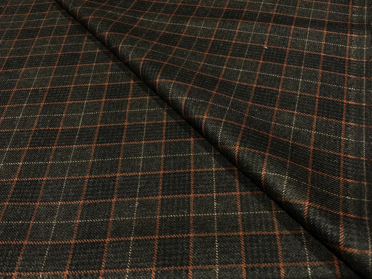 Tweed Suiting Blended With Viscose 58" wide plaids olive and tan [17602]