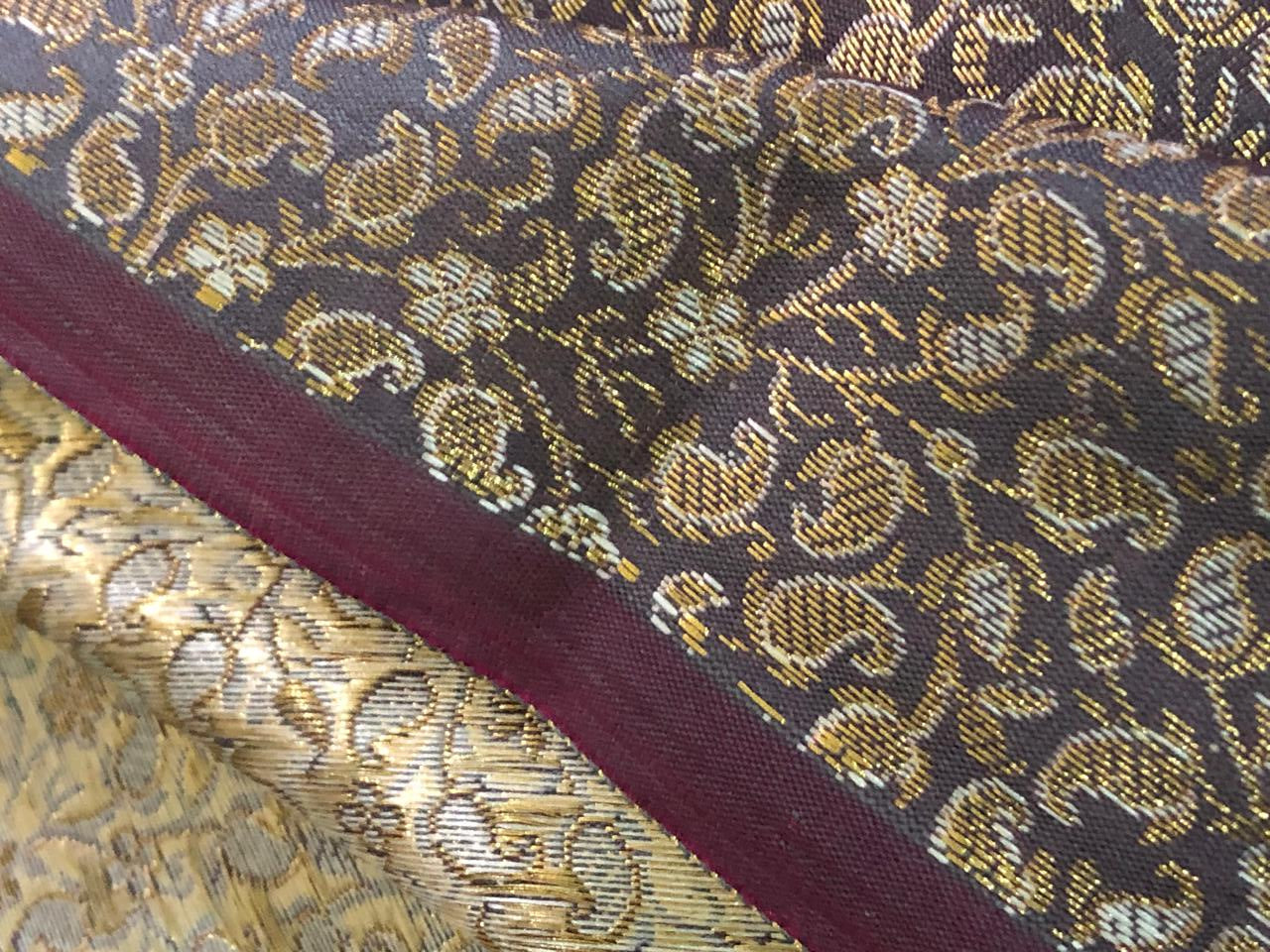 Silk Brocade fabric with subtle metallic gold jacquard available in 3 colors red , grey and burgandy  BRO989[4/5/6]