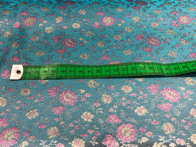 Silk Brocade fabric floral  jacquard available in 2 colors turquoise blue and silver grey  BRO1022[1/2]