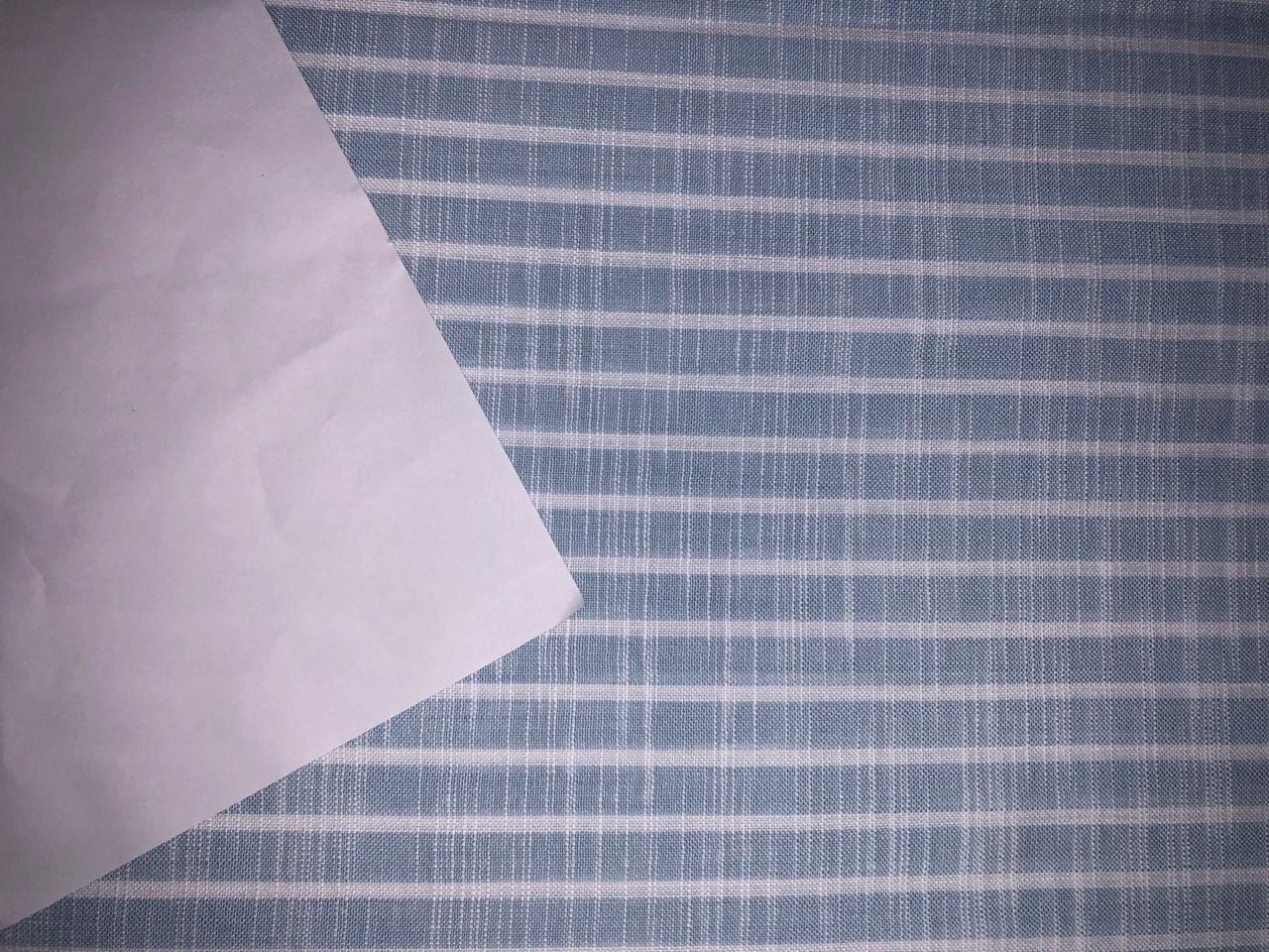 100% Cotton Linen Slubs Powder blue and white stripe  Fabric 58" wide [16604]