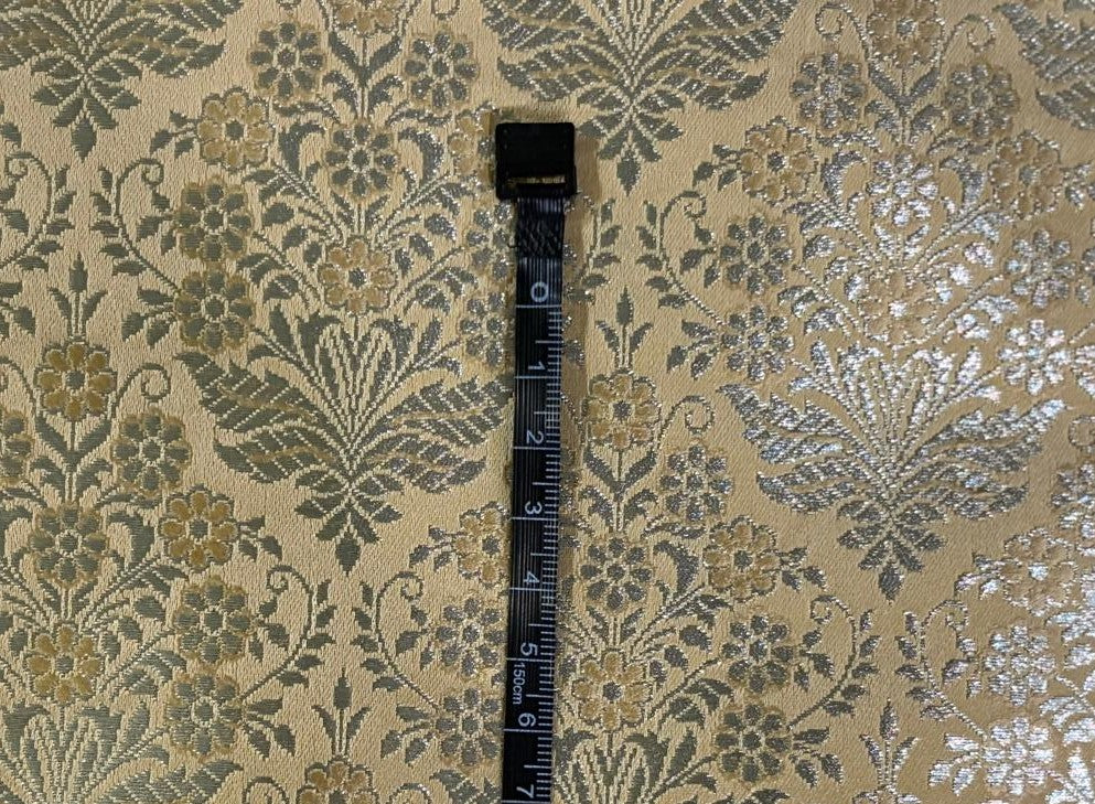 Silk Brocade fabric 44" gold metallic white gold  jacquard  BRO1046[1]