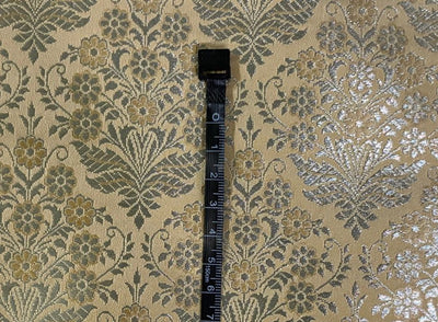 Silk Brocade fabric 44" gold metallic white gold  jacquard  BRO1046[1]