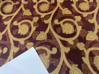 Silk Organza wine color with gold jacquard [15359]