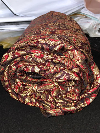 Silk Brocade fabric  jacquard available in 7 colors mulberry, burgundy, candy pink, teal, mustard, green x red  and turquoise BRO1026
