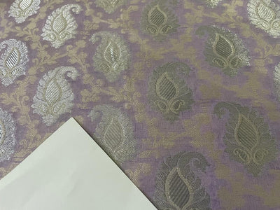 SILK ORGANZA JACQUARD FABRIC with METALLIC SILVER paisley  available in 2 colors [lavender and green] [4545/46]