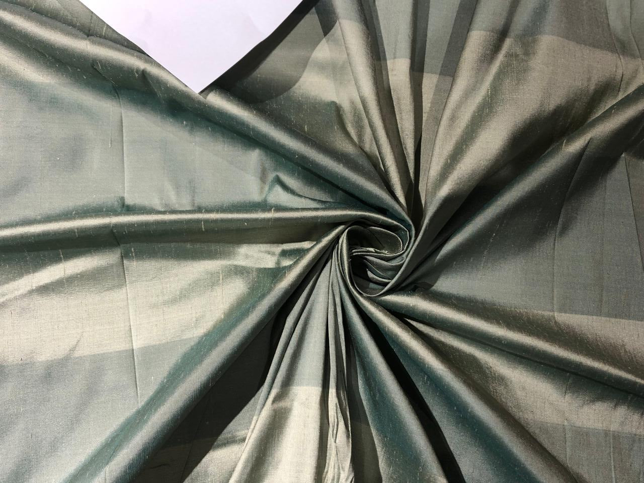 Silk dupioni Two shades of dusty green  54&quot; width  stripes DUPS26[2]