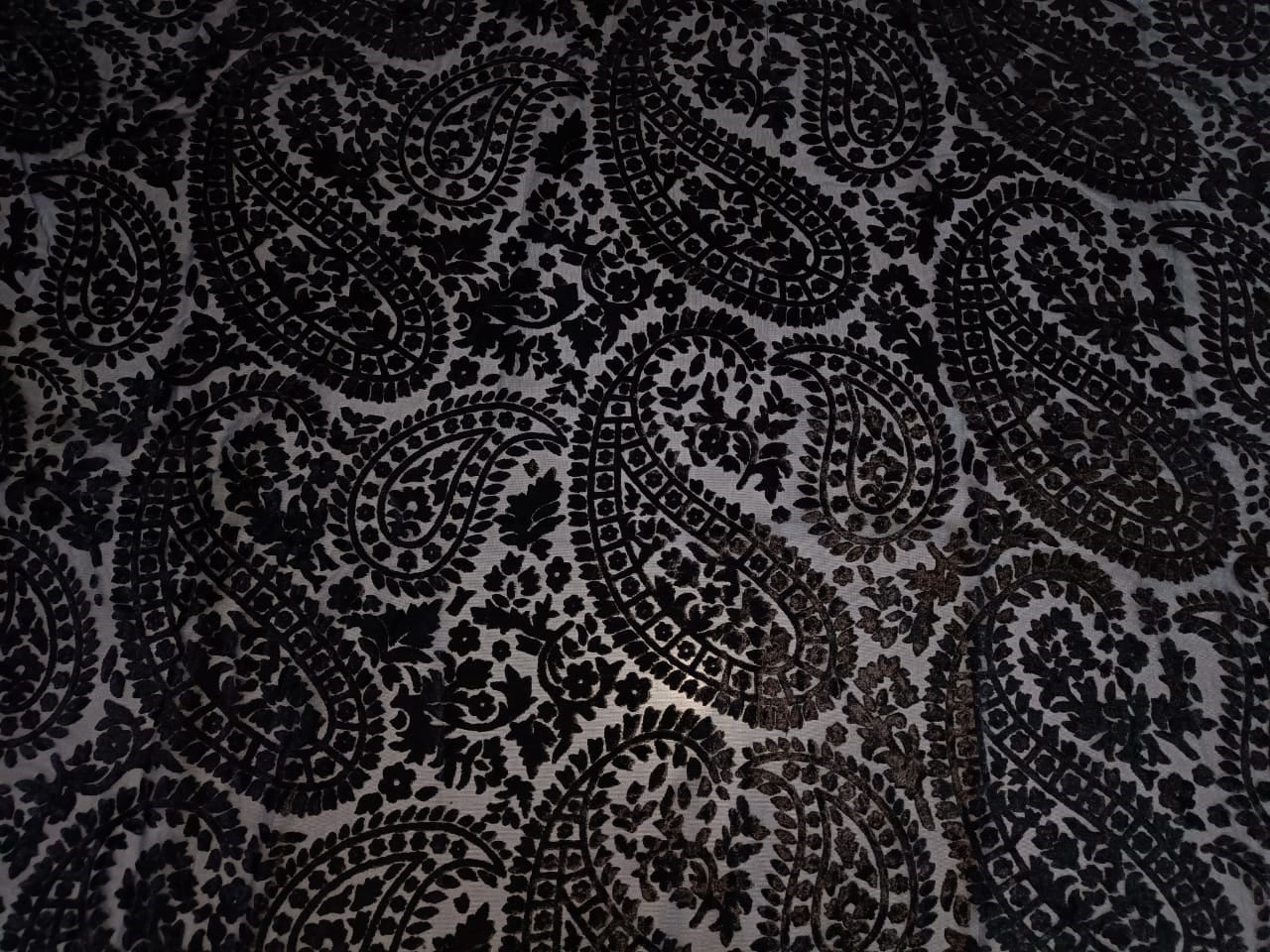 Black Devore Polyester Viscose Burnout Velvet fabric 44" wide [9851]