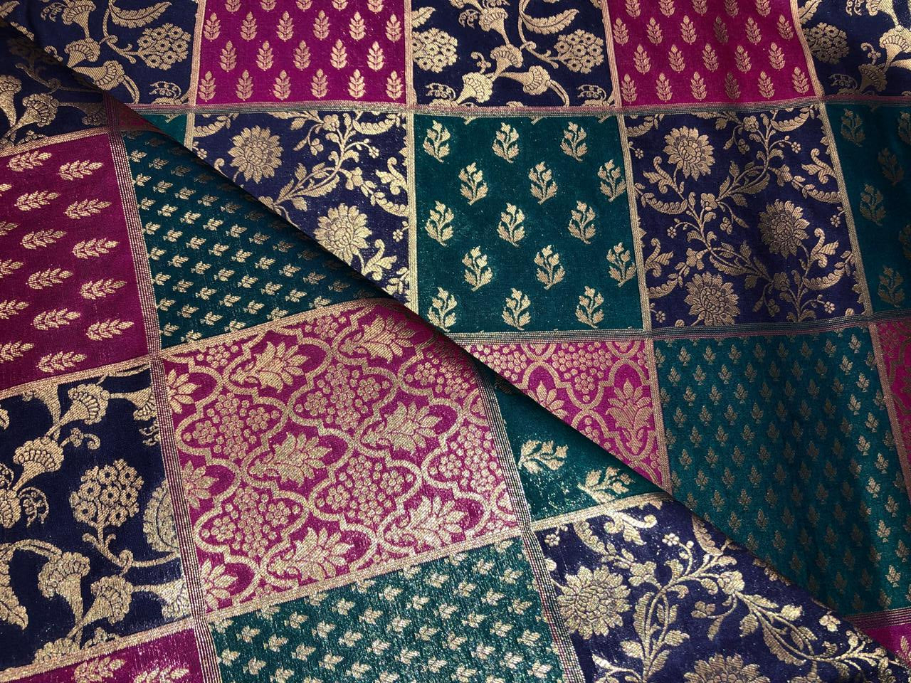 Silk Brocade fabric multi colour jacquard 44" wide BRO1071 available in 8 different color combinations[BRO1071[1-8]]