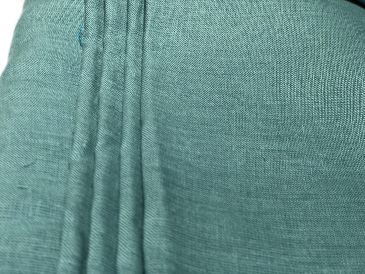 100% linen  40 LEA 58" wide available in  3 colors golden cream, sea green and slate blue [17445/46/47]