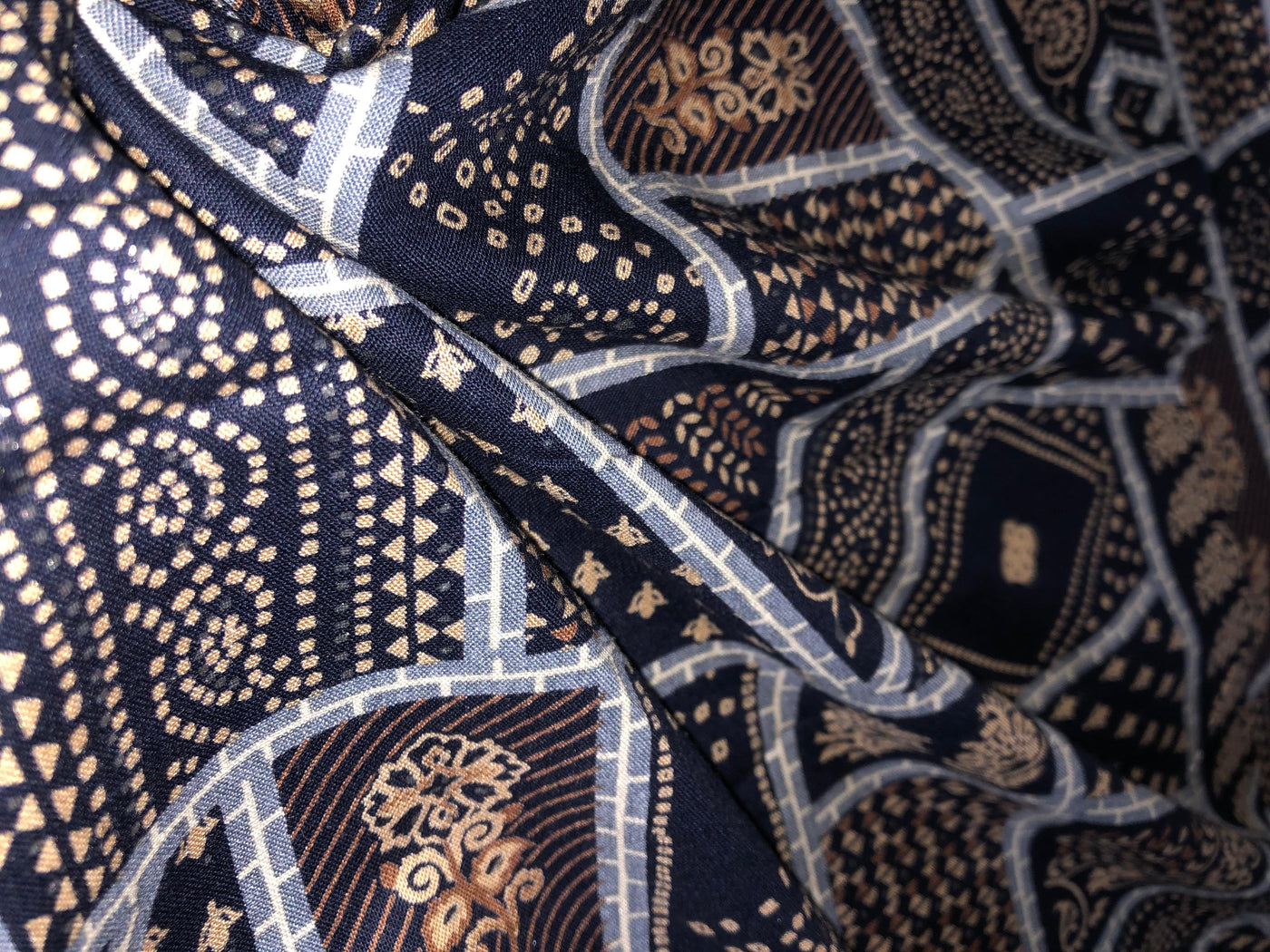 Premium Viscose Rayon fabric with foil print  abstract 58" wide available in two colors navy and burgundy