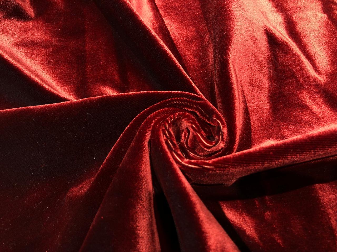 100% Silk  Velvet Fabric 58" wide BURGANDY color [16106]