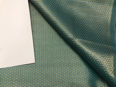 Silk Brocade fabric teal and subtle gold motif BRO1080[2]