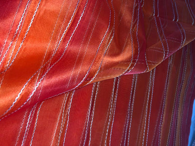 Silk organza fancy rope stripes fabric available in 2 colors orange and blue 44" wide [15608/09]
