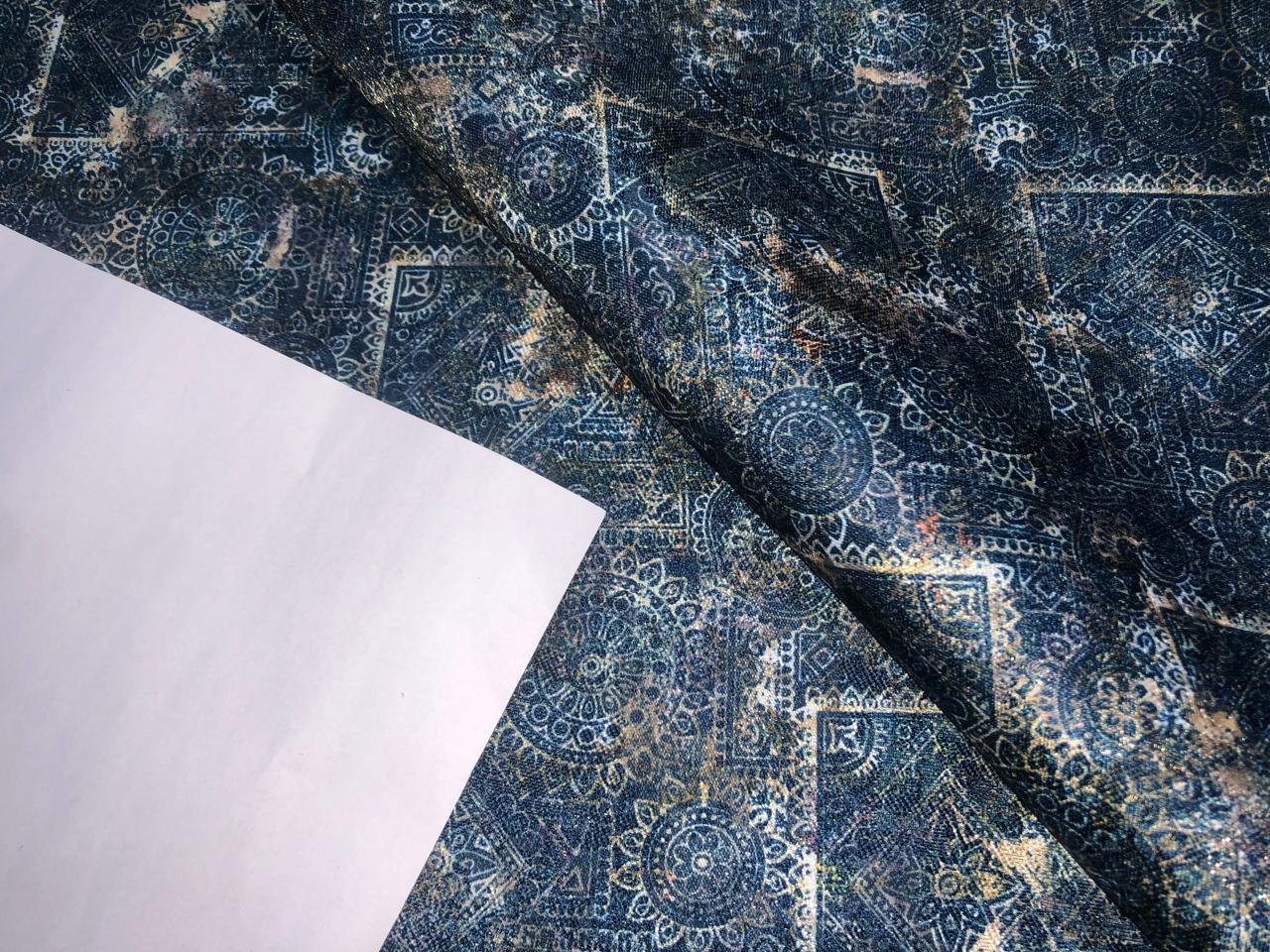 Silk Brocade fabric  with a teal  color abstract  Jacquard with subtle sequence 54" wide BRO942[4] option of buying a matching solid too .