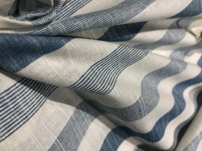 100 % Cotton YARN DYED Stripes white and denim blue color 58"  [17559]