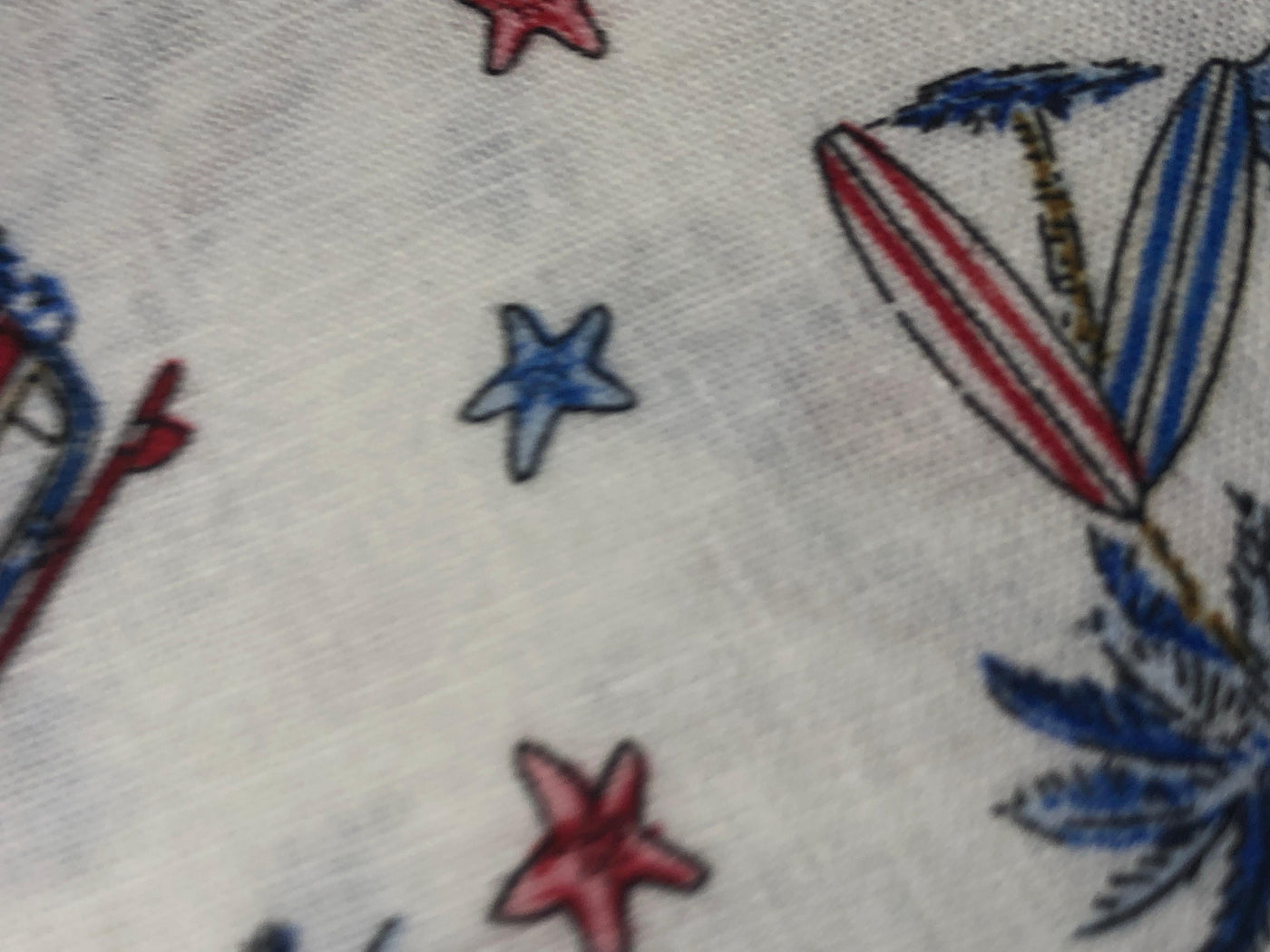 100% Cotton Linen  56" wide resort wear palm, surf board ,car  print [17289]