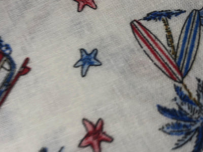 100% Cotton Linen  56" wide resort wear palm, surf board ,car  print [17289]
