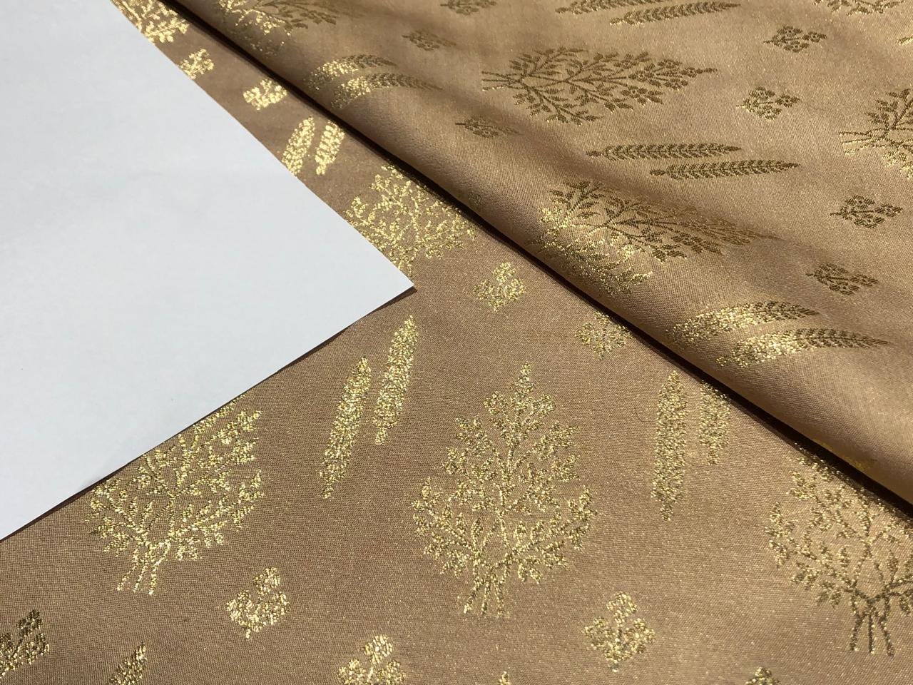 Silk Brocade fabric 44" wide available in 4 COLORS LEMON YELLOW DARK SALMON OLIVE AND  DARK BEIGE BRO908