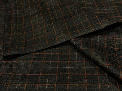 Tweed Suiting Blended With Viscose 58" wide plaids olive and tan [17602]