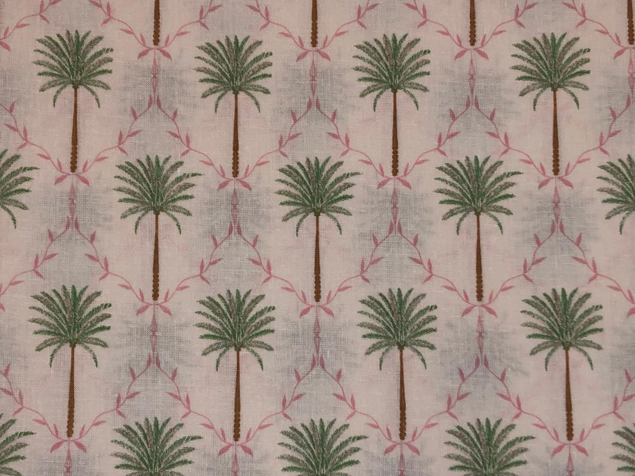 100% Cotton Poplin ivory with palm tree motifs 53" wide [18490]