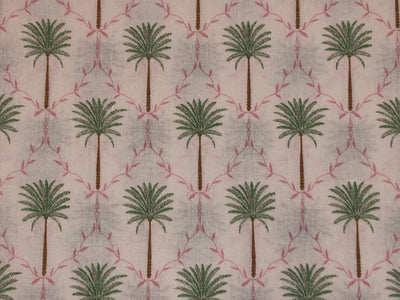 100% Cotton Poplin ivory with palm tree motifs 53" wide [18490]