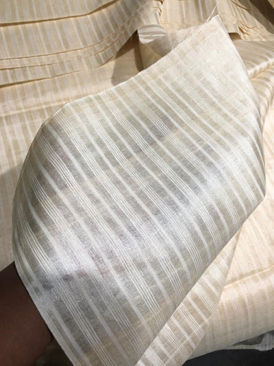 TUSSAR SILK FABRIC WITH SILK STRIPES 44" WIDE [17645]