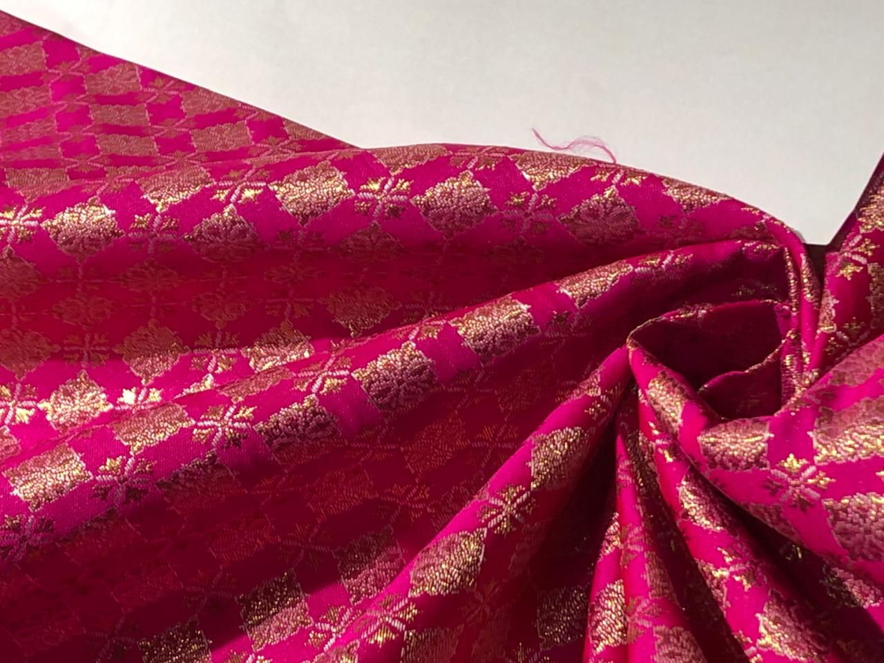 Silk Brocade fabric with leaf  jacquard available in 4 COLORS red ,teal ,plum and pink BRO998[1/2/3/4]