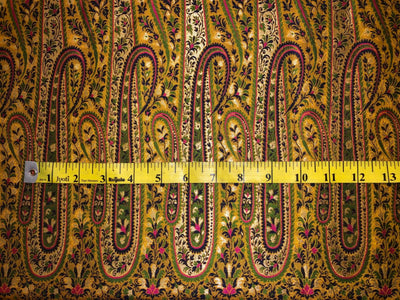 Silk Brocade fabric  intricate paisley jacquard in 4 color color schemes green ,red/ BRO1084