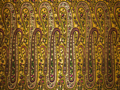 Silk Brocade fabric  intricate paisley jacquard in 4 color color schemes green ,red/ BRO1084