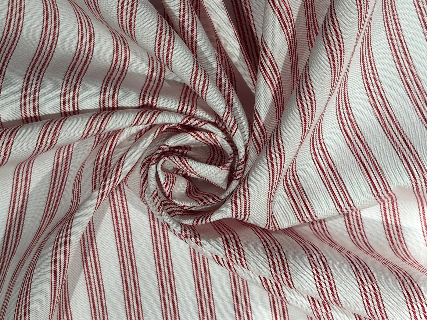 100% Cotton Poplin 58" wide mill made and yarn dyed red stripes [17768]