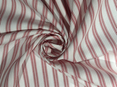 100% Cotton Poplin 58" wide mill made and yarn dyed red stripes [17768]