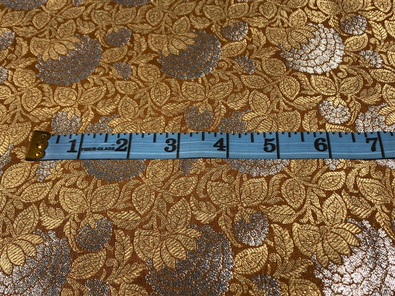 Silk Brocade fabric 44" wide metallic gold and silver Floral  available in 3 colors black and purple and gold BRO939[4/5/6]