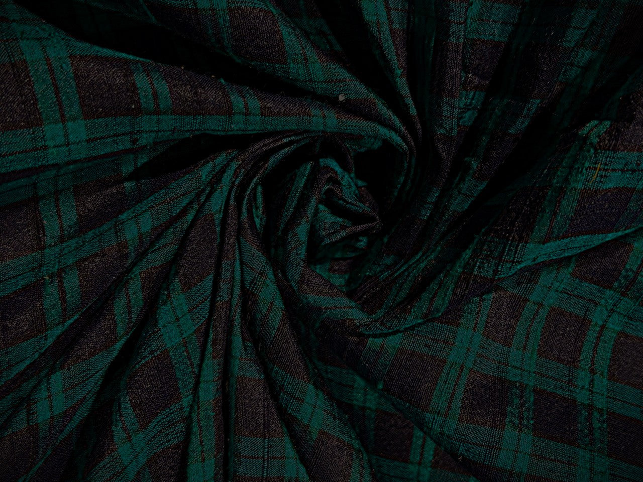 100% silk dupion  Plaids fabric with slubs  teal and ink blue plaids 54" wide DUPNEWC28[2]